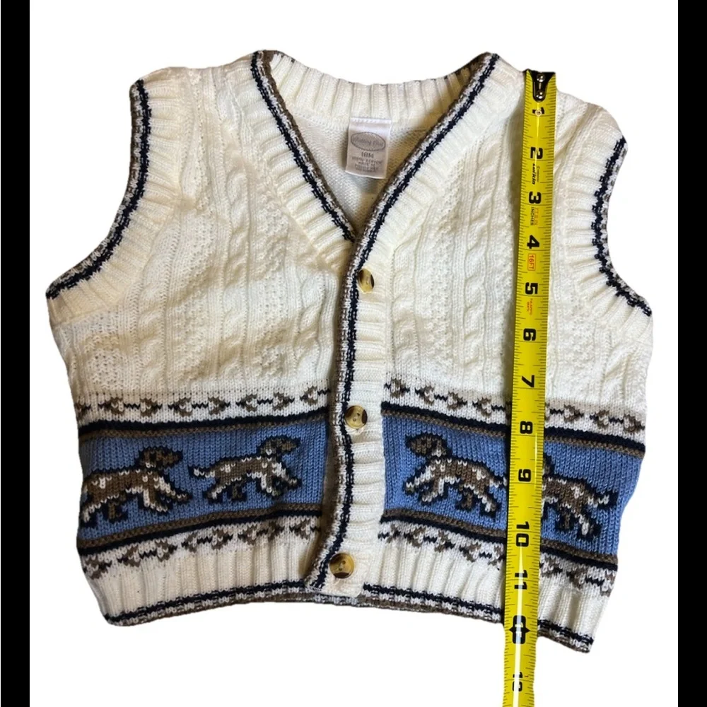 Starting Out Baby 18M Knit Sweater Vest Dogs Vintage Style Spring Easter Outfit